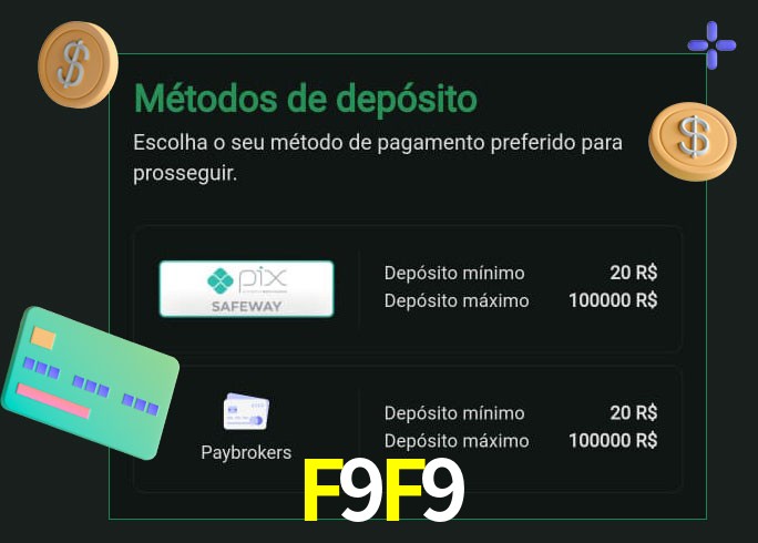 O cassino F9F9 oferece uma grande variedade de métodos de pagamento